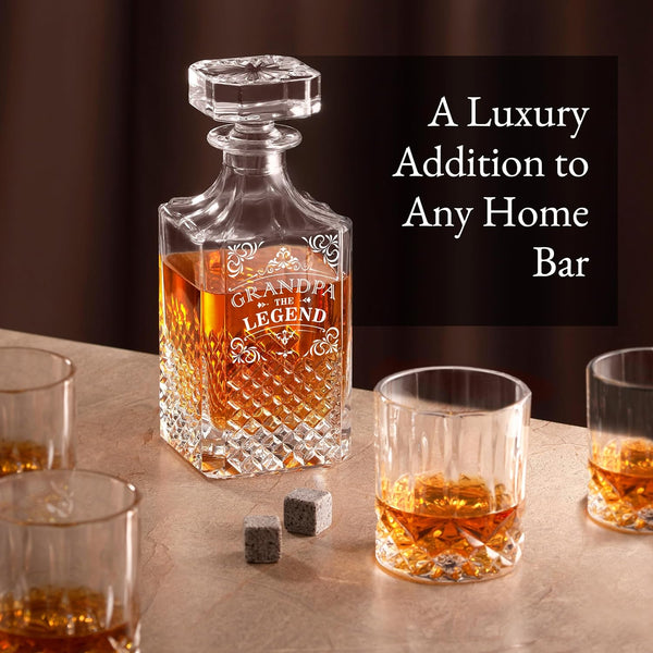 Luxury Engraved Whiskey Decanter Set - Grandpa The Legend