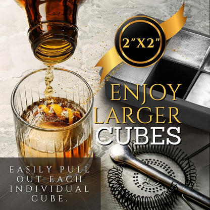 Big Ice Cubes Tray For Whiskey Glasses - set of 2