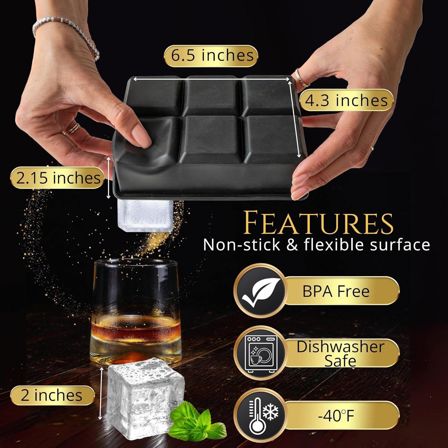 Big Ice Cubes Tray For Whiskey Glasses - set of 2