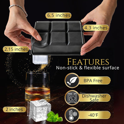 Big Ice Cubes Tray For Whiskey Glasses - set of 2