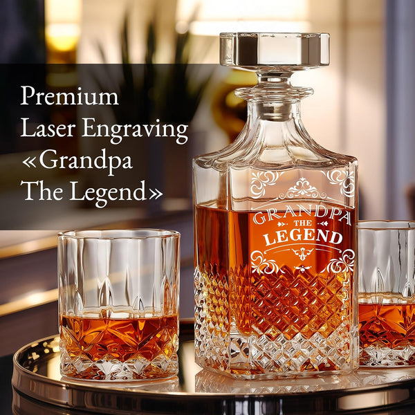 Luxury Engraved Whiskey Decanter Set - Grandpa The Legend