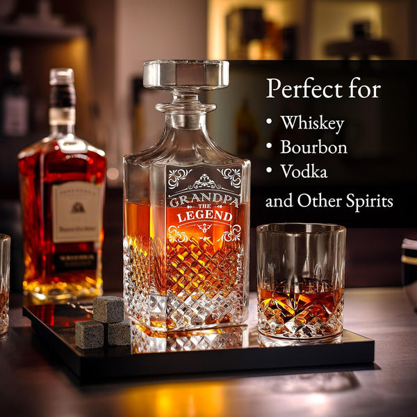 Luxury Engraved Whiskey Decanter Set - Grandpa The Legend